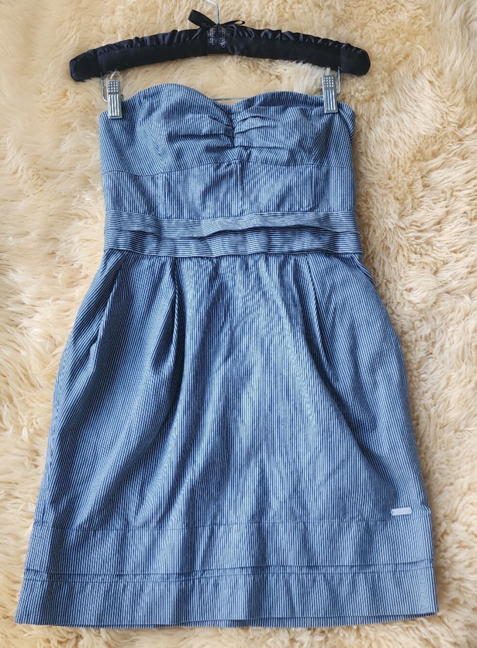 Wilfred Strapless Blue Pinstripe Sundress